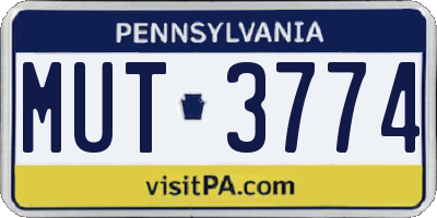 PA license plate MUT3774