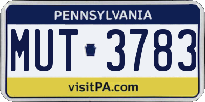 PA license plate MUT3783