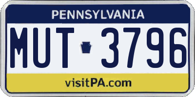 PA license plate MUT3796