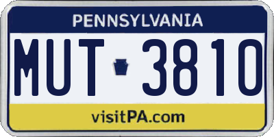 PA license plate MUT3810
