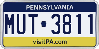 PA license plate MUT3811