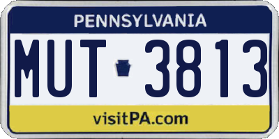 PA license plate MUT3813
