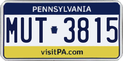 PA license plate MUT3815