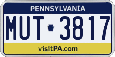 PA license plate MUT3817