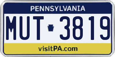 PA license plate MUT3819