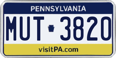 PA license plate MUT3820