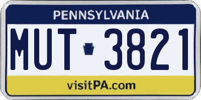 PA license plate MUT3821