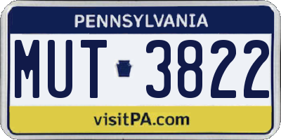 PA license plate MUT3822