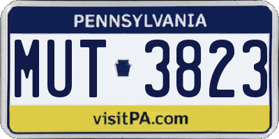 PA license plate MUT3823
