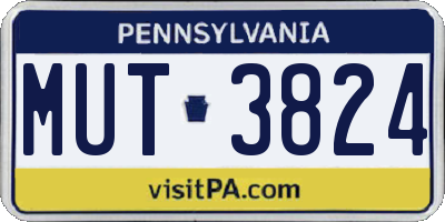PA license plate MUT3824