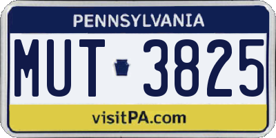 PA license plate MUT3825