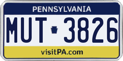PA license plate MUT3826