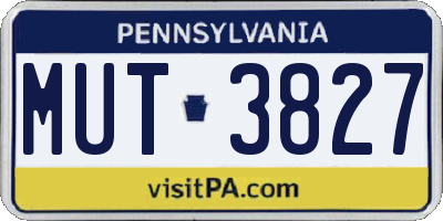 PA license plate MUT3827