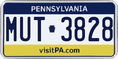 PA license plate MUT3828