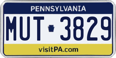 PA license plate MUT3829
