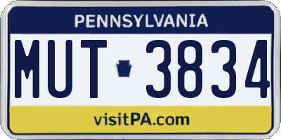 PA license plate MUT3834