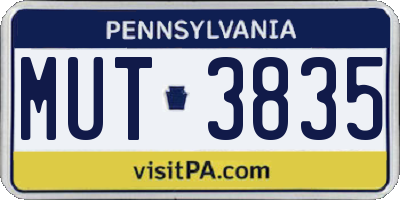 PA license plate MUT3835