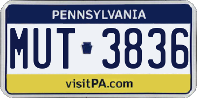 PA license plate MUT3836