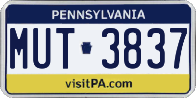 PA license plate MUT3837