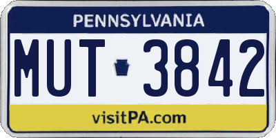 PA license plate MUT3842
