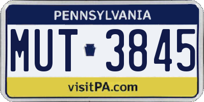 PA license plate MUT3845