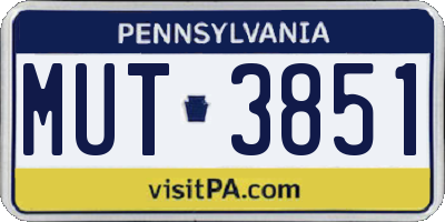 PA license plate MUT3851
