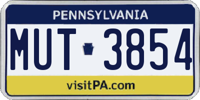 PA license plate MUT3854