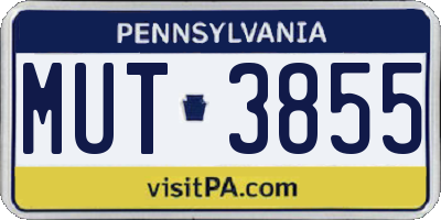 PA license plate MUT3855