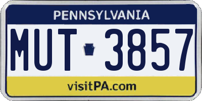 PA license plate MUT3857