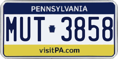 PA license plate MUT3858