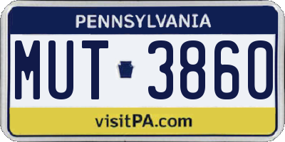 PA license plate MUT3860