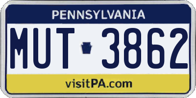 PA license plate MUT3862