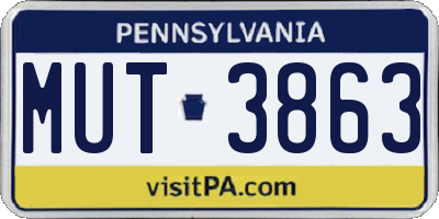 PA license plate MUT3863