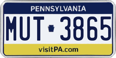 PA license plate MUT3865