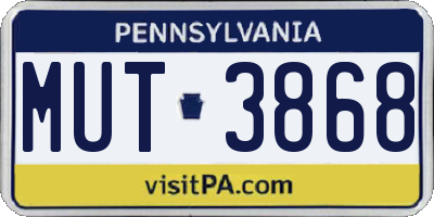 PA license plate MUT3868