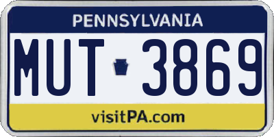 PA license plate MUT3869