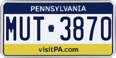 PA license plate MUT3870