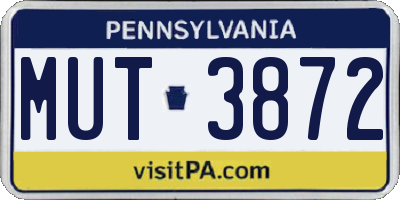 PA license plate MUT3872