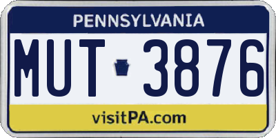 PA license plate MUT3876