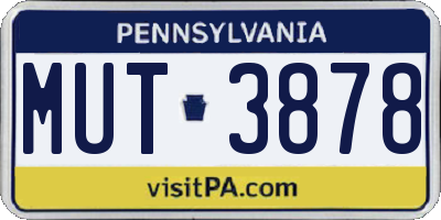 PA license plate MUT3878