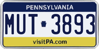 PA license plate MUT3893