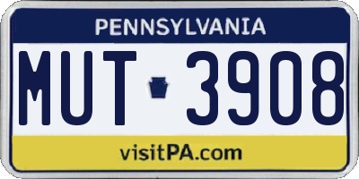 PA license plate MUT3908