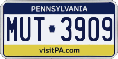 PA license plate MUT3909