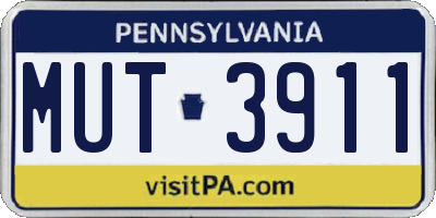 PA license plate MUT3911