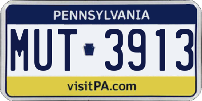 PA license plate MUT3913
