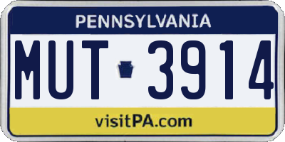 PA license plate MUT3914