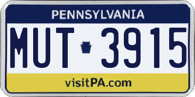 PA license plate MUT3915