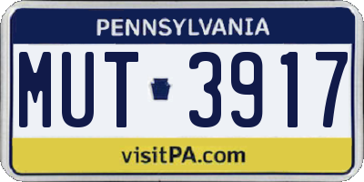 PA license plate MUT3917