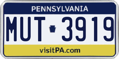 PA license plate MUT3919