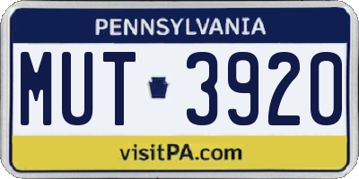 PA license plate MUT3920